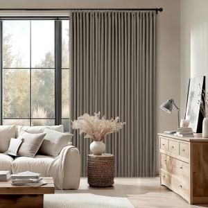 Desert Taupe Pinch Pleated Blackout Curtains 108 Inches Long for Bedroom 100% Black Out Thick Linen Dual Layer Pleated Drapes Farmhouse Country Brownish Gray 108 Inch Curtain for Dining Living Room (40"W x 108"L (Pack of 2))