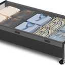 Under Bed Storage with Wheels, Under Bed Shoe Storage, Under the Bed Storage Drawers with Remove Window, Extra Large Rolling Under Bed Storage Metal Drawer for Clothes (Black-1 pack)