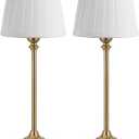 Cordless Table Lamps Rechargeable Set - 2 Pack Gold 4000mAH Battery Operated Lamps for Decor, 3000K Stepless Dimming Touch Wireless Lamp for Bedroom, Dining Table, Living Room, White Pleated Shade