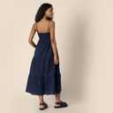 Amazon Essentials Women's Fit and Flare Empire Waist Sweetheart Neck Cotton Sateen Tiered Maxi Dress S