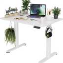 Claiks Electric Standing Desk, Adjustable Height Stand up Desk, 40x24 Inches Sit Stand Home Office Desk with Splice Board, White Frame/White Top