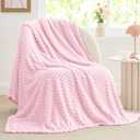 BEDELITE Fleece Blanket - 3D Jacquard Decorative Cherry Blossom Throw Blankets for Couch & Bed, Soft and Cozy Warm Plush Fluffy Blanket All Seasons Suitable, 50x60Inches