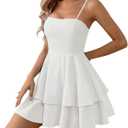 BNGD Women's Backless Bow Tie Spaghetti Strap Mini Dress Sexy Club Party Dresses (White, S)