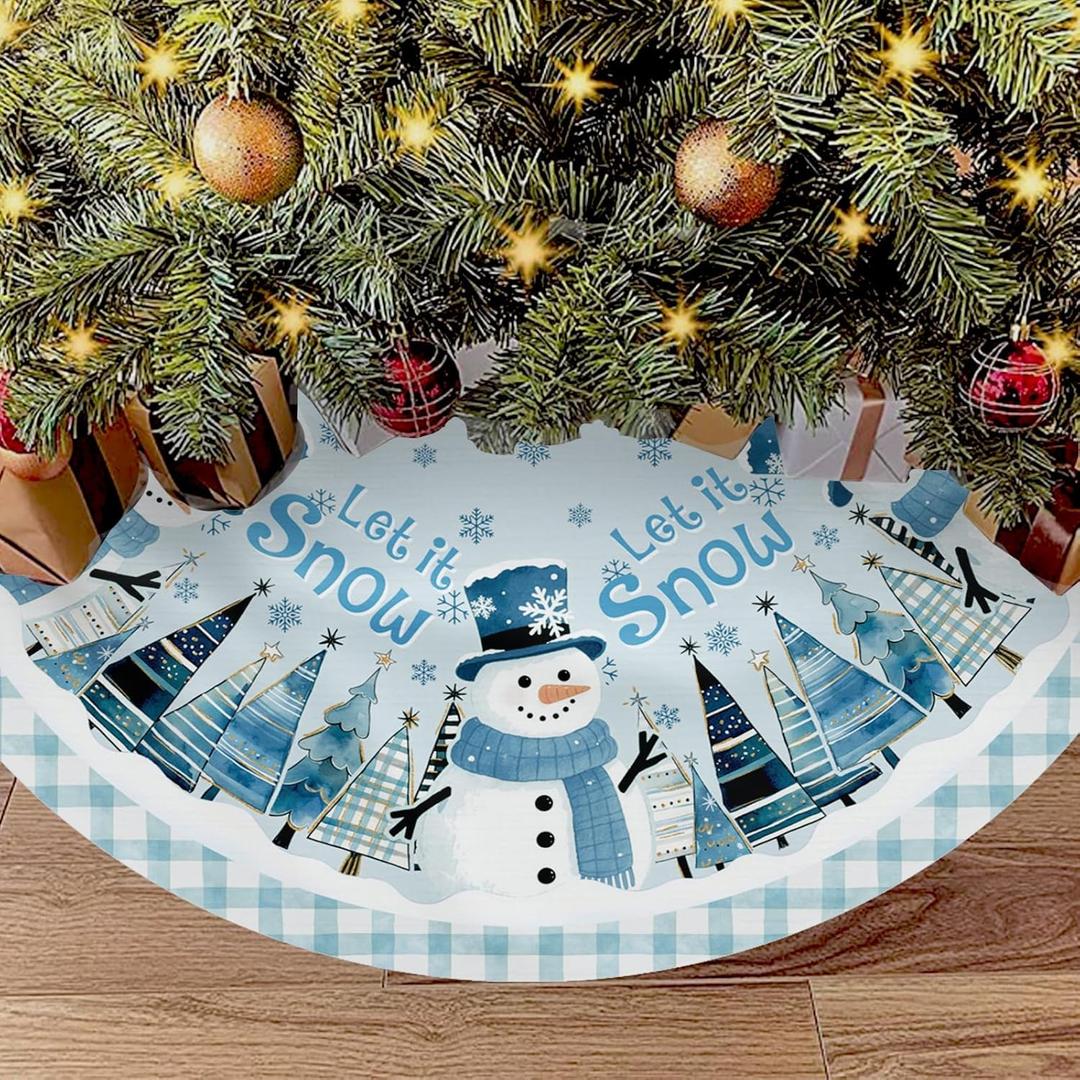 Snowman Christmas Tree Skirt 36 Inch - Snowman Tree Skirts Christmas Trees Decorations Indoor Winter Xmas Decorations for Home Party Holiday Decor