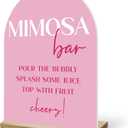 Mimosa Bar Sign For Table, Pink Minimalist Acrylic Mimosa Bar With Base Supplies For Baby Shower Bridal Shower, Decorations For Wedding Bachelorette Engagement Party, Welcome Sign Stand For Party -15