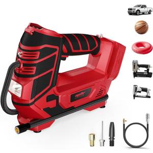 Mellif Portable Tire Inflator & Air Tool Compatible with Milwaukee 18v Battery (Tool Only), Inflation & Pneumatic Tools, 160 PSI Air Compressor Pump, Digital Pressure Gauge, LED Light, Auto Shut-Off (Red for Milwaukee)