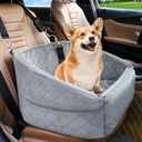 Dog Car Seat for Small Dogs,Detachable Washable Dog Booster Seat for Medium Dogs Under 30lbs, Pet Car Seat Travel Bed with Storage Pockets and Dog Safety Belt (Grey)