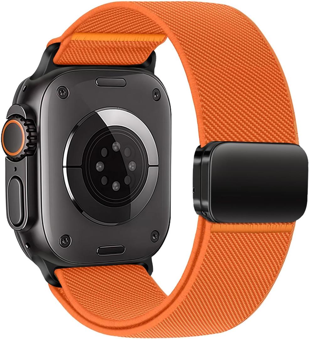 Magnetic Nylon Bands for Apple Watch Ultra 2/3 Band for Men 49/46/45/44/42mm(S3/2/1) iWatch Man,Stretchy Fabric Elastic Sport Strap Wristband for Apple Watch Series 11 10 9 8 7 6 5 4 3 SE Ultra 3/2/1