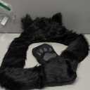 Halloween Costume Black Wolf Animal Anime Hood Cosplay Party with Paws and Ears Zipper Pocket