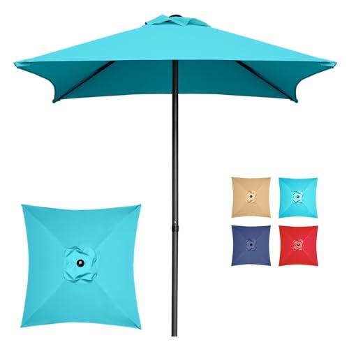 Trenovo 4.9ft Mini Square Patio Umbrella - UV 50+ Waterproof & Easy Setup | Outdoor Table Umbrella for Deck, Balcony, Garden, Lawn, Backyard, Market (Blue)