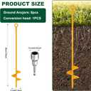 18'' Shed Anchors for High Wind,Heavy Duty Metal Hurricane Ground Stakes Anchors Screw in Trampoline Anchors for Swing SetCamping Tent,Car Ports,Canopy,Sand Tent,Gazebo,Dog (Yellow)
