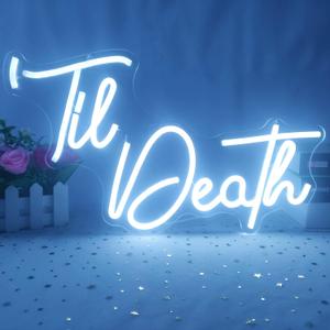 Til Death Neon Sign Dimmable Til Death Led Sign Art Wall Decor Til Death Sign for Valentine's Day Bachelorette Gifts Backdrop Party Wedding Decor