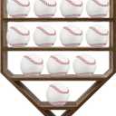 Baseball Display Case,Baseball Holders for Balls,12.8x16 inches Large Carbonized Shadow Box for 12 Baseballs Wall Mount,Without Door,for Home Run and Collector Autograph Balls