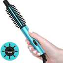 FARERY Mini Thermal Brush, Curling Iron 3/4 Inch, Heated Round Brush for Volumizing and Small Curls, Travel Size Curling Iron for Short & Thin Hair, Dual Voltage, One Heat 392°F, Blue