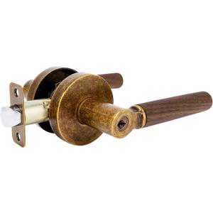 Walnut Wood Entry Door Lever (1 Pack, Aged Brass, Keyed) | Secure Keyed Reversible Handle for Front Entrance & Bedrooms, Zinc Alloy Base