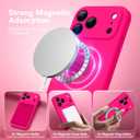 Magnetic for iPhone 17 Pro Max Case, Compatible with MagSafe, [Full Camera Protection][Screen Protector] Silicone Shockproof Protective Phone Case for iPhone 17 Pro Max 6.9", Hot Pink