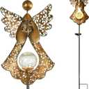 Starryfill Angel Stake Solar Lights with Crackle Glass Globe Waterproof Warm White LED, 40.5 inches Height Metal Bronze Stake Garden Patio Art Decor, Memorial Gift for Mom Women or Friends