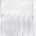 Clear Makeup Brush Organizer with Lid for Vanity Countertop Dressing Table Desktop Storage 3.6X5.1X8.7 Inches
