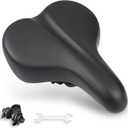 Comfortable Bike Saddle – Ergonomic Design with Waterproof PU Leather, Universal Fit for Cruiser, E-Bike, Mountain & Commuter Bikes | Adjustable Clamp & 1.6" Thick Foam for Ultimate Comfort ，Black