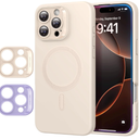 ESR for iPhone16 Pro Max Case with MagSafe, Supports Magnetic Charging, Smooth & Slim Silicone Case, Shockproof, Full Screen and Camera Protection, Soft Microfiber Lining,Light Tan