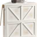 WOWLIVE Vintage Corner Bread Box for Kitchen Counter, Double-Layer Bamboo Bread Storage Bin, Large Capacity Rustic Farmhouse Bread Holder, Breadbox Organizer for Cabinet (White, Extra Large)