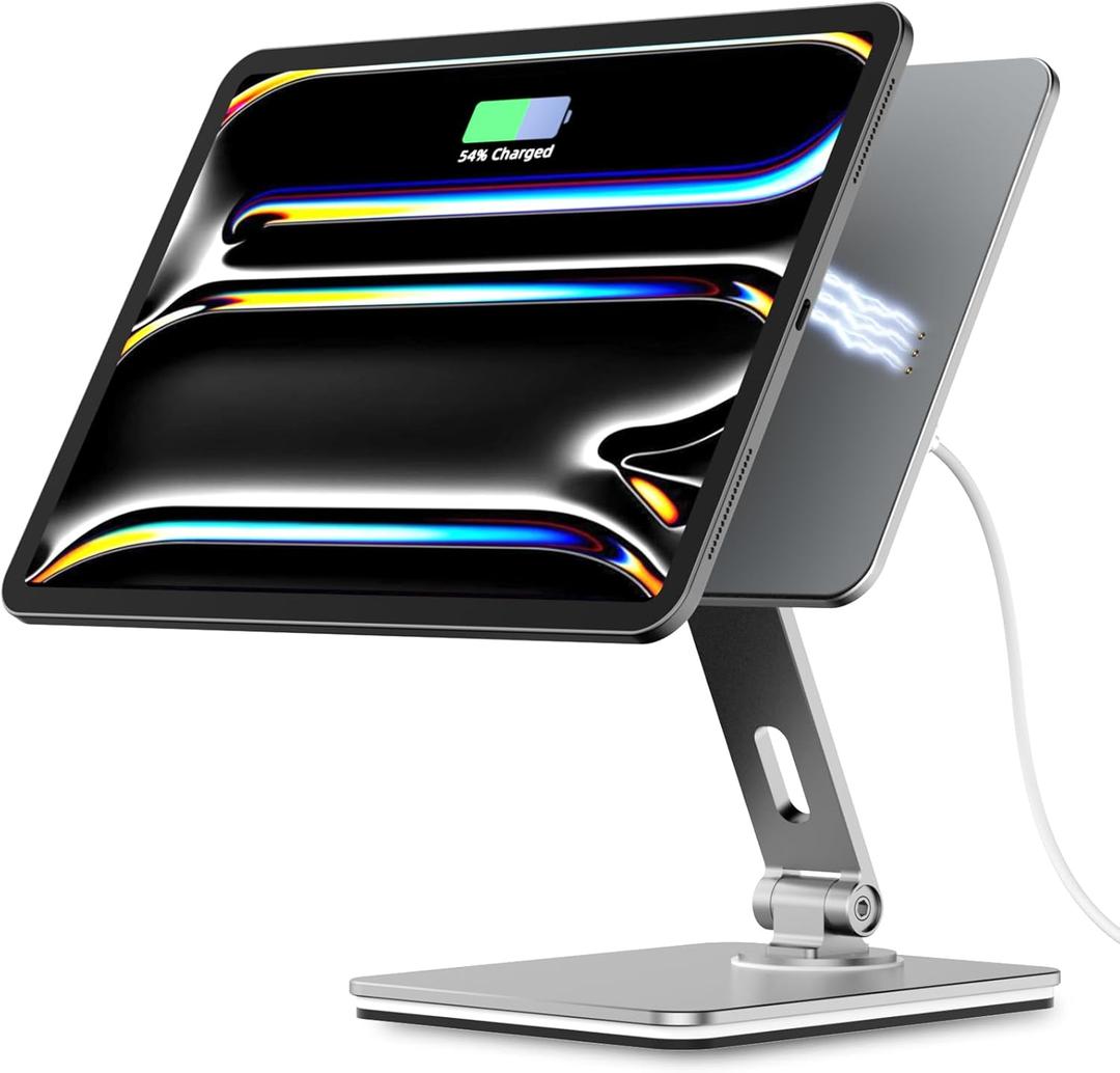 Magnetic Charging Stand for iPad Pro 11" / iPad Air 11" M2 M3, Foldable Aluminum Alloy Tablet Holder with Magnetic Charging Compatible with IPad Pro 11" 1st/2nd/3rd/4th Gen & i Pad Air 11" 4th/5th Gen
