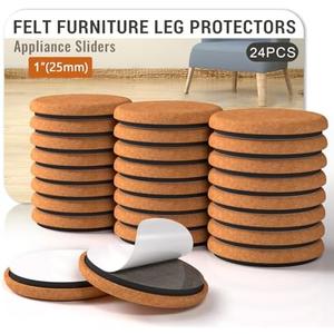 Chair Leg Floor Protectors for Hardwood Floors Stronger Felt and EVA Furniture Pads Prevent Floor from Scratches Reduce Noise Furniture Sliders for Hardwood Floors Set of 24 1 Inch (25mm)