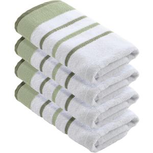 Great Bay Home Decorative Hand Towel Set - Cotton 4 Pack 26x16 Hand Towel Set - Durable Towels for Bathroom Decor (Desert Sage Green/Moss Green)