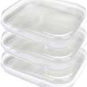 3PCS Clear Hard Plastic Zipper Case, Double Zippers Hard Pouch, Portable Travel Organizer Bin Clear Makeup Bag for Toy Storage, Snack Bag, Cosmetics, Pencil Case, Diaper Bag, Toiletry Bag (3PCS-M)