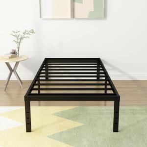 DiaOutro 18 Inch Narrow Twin Bed Frames Heavy Duty No Box Spring Needed Metal Platform with Maximum Storage, Easy Assembly, Noise Free, Black