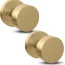 Mega Handles Buena Dummy Door Knob for French Doors, Closet and Cabinets, Reversible Heavy Duty Design Door Knobs, Fits All Standard Door Sizes, Screws Included - Satin Brass (2 Pack)