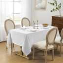 Softalker Linen Textured Rectangle Tablecloth, Waterproof Wipeable Farmhouse Burlap Table Cloth, Stain Resistant Wrinkle Free Table Covers for Kitchen Dining Holiday Party (60 x 120, White)