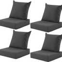 Outdoor Deep Seat Cushion Set, 24x24 Inch Water-Resistant & Fade-Resistant Outdoor Chair Cushions, Patio Furniture Cushions with Removable Cover for Patio Chair, Sofa, Dark Grey (Set of 4), 24*24+5.75/25*22.5"