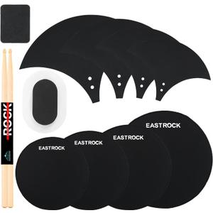 EASTROCK Drum Mute Pads Set 11 Pieces With Cymbal Pad + Hi hats Set Pad, Foam Drum Silencer Pads, Fit 10, 12, 14, 16" (drum+cymbal pad-11 pack standard set)