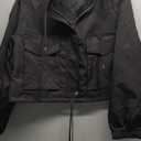 Tankaneo Women's Cropped Jacket Zip Up Lightweight Oversized Utility Anorak Coat with Pockets, XXL