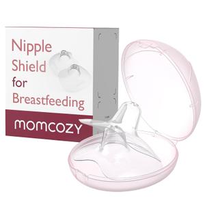 Momcozy Ultra-Thin Nipple Shields, 100% Food-Grade Silicone for Breastfeeding Moms, BPA/BPS-Free, Super-Soft & Portable Carry Case Included, 24mm