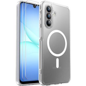 for Samsung Galaxy A17 5G Phone Case Magnetic Shockproof, [Fit for MagSafe] [Glass Screen Protector] Soft-Touch Skin para Frosted Translucent Anti-Fingerprint Cover (Matte Frosted Clear)