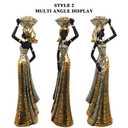 OGANGART 13" African Statues for Home Decor,2-Piece Set Lady Figure Sculptures Decorations for Tables Top,Black Vintage Ornament for Shelf and Living Room,Bookshelf,Décor Accents Gifts for Women