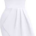 Memoriesea Women's Elegant One Shoulder Pleated Detail Bodycon Party Club Midi Dress (Medium, White)