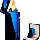 Lighters Electric Lighters Rechargeable Flameless Windproof Plasma Lighter Butane Free Lighters with High Capacity Battery, Lighters for Candle(Blue)