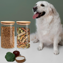 VIEWELLD 1.5 Qt Round Glass Storage Containers with Lids, Clear Food Storage Container Jar with Sealing Bamboo Lid for Noodles Flour Cereal Rice Sugar Tea Coffee Beans, Round Set of 2