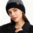 Winter Hats Scarf Set for Men Touchscreen Gloves Warm Knit Beanie Hat Scarves with Fleece Lined Cap (White/Black)