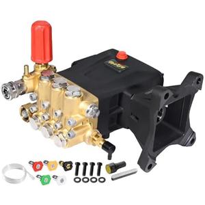 TOOLCY Pressure Washer Pump Max 4400 PSI 4.2 GPM, 1" Shaft Horizontal Gas Power Washer Pump Replacement, Direct Drive Triplex Plunger Replacement Pump with Pressure Adjustment Unloader, 5 Nozzle Tips