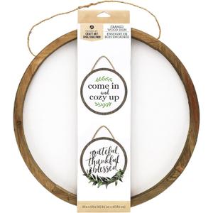 Hampton Art Wood Rustic Framed Rnd 16" White