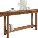LITTLE TREE 70.9-Inch Narrow Long Console Table, Vintage Solid Wood Entryway Table with Storage Shelf, Sofa Table Behind Couch for Living Room, Foyer, Hallway