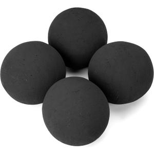 Stanbroil Ceramic Balls - 6" Round Fire Stones for Fire Pit Fire Bowl and Fireplace - Set of 4, Black