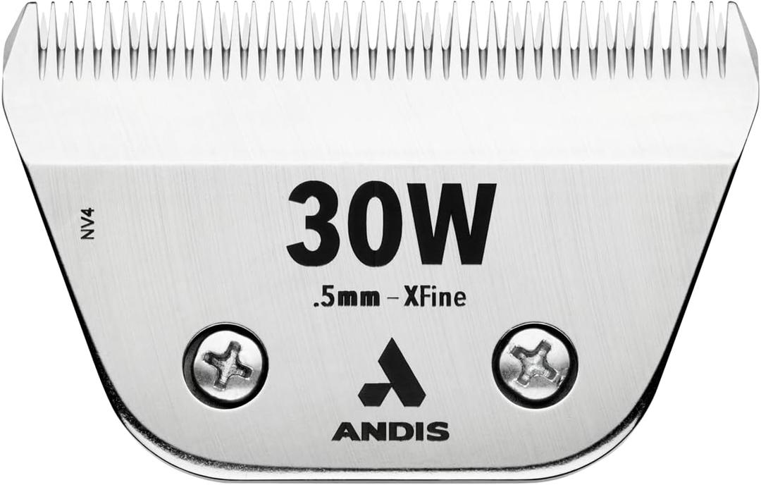 Andis 561462 ceramicEDGE Detachable Wide Blade #30W  Stainless Steel Pet Clipper Blade, XFine Cut, Professional Grooming Performance