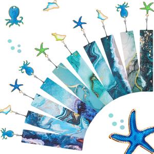Nezyo 10 Pieces Ocean Bookmarks Page Markers with 10 Multi Ocean Marine Animal Pendants for Students Teachers School Classroom Reading Favor