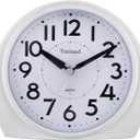 Tinload 5.5" Large Analog Alarm Clock Silent Non Ticking, Gentle Wake, Beep Sounds, Increasing Volume, Battery Operated Snooze and Manual Light, Easy Set,White(Best for Elder)