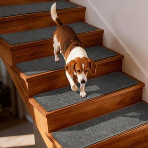 Umimile Extra Thick 0.6" Non-Slip Stair Treads for Wooden Steps, 15 Pack Indoor Carpet Treads, Super Strong Adhesive Washable Runner for Kids, Elders, Pets (Light Gray, 14x8x30 & 1x30x30)